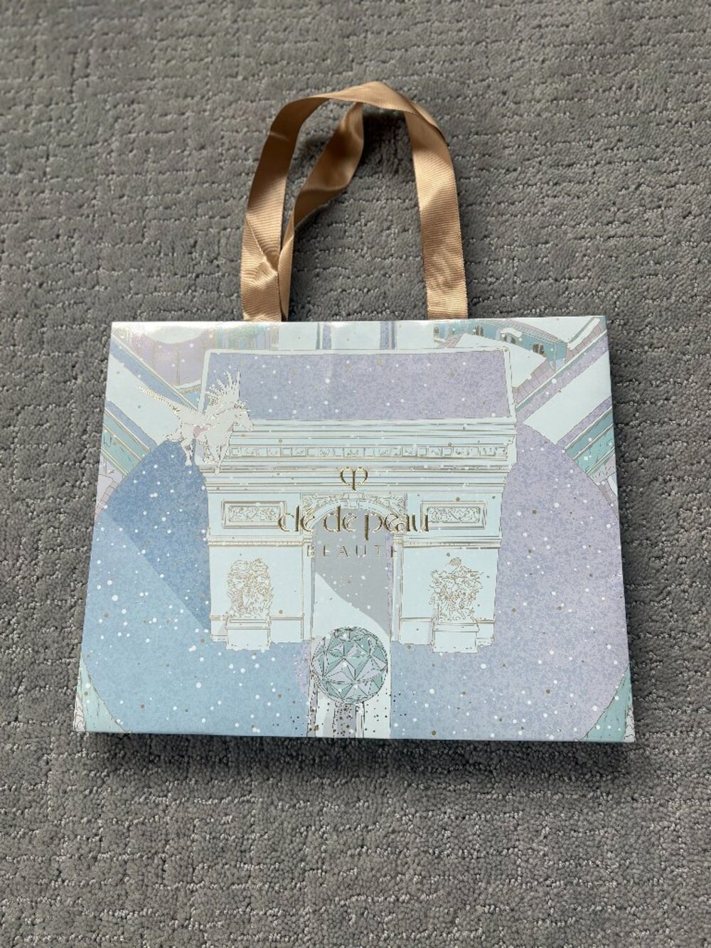 Lot of 2 Cle De Peau Beaute Blue and Black Shopping Paper Bag 8" x 12" x 4"